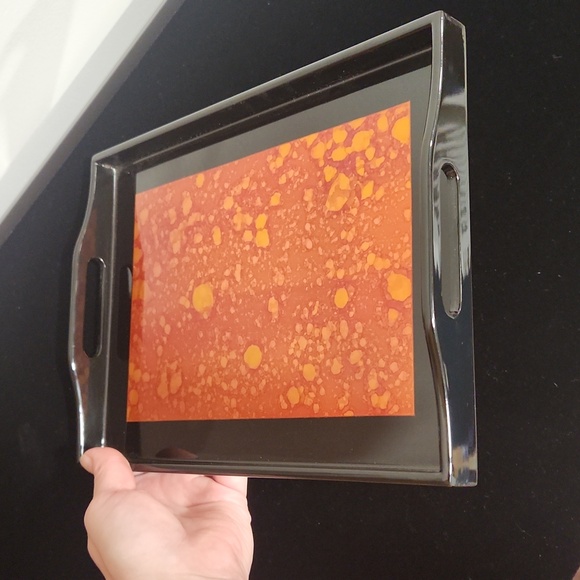 Vietnamese Lacquer  small tray with handles - Picture 4 of 5